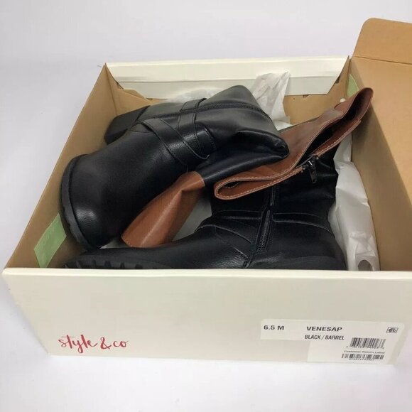 Style Co Womens Venesa Riding Boots BlackBrown 6.5 - Picture 5 of 6